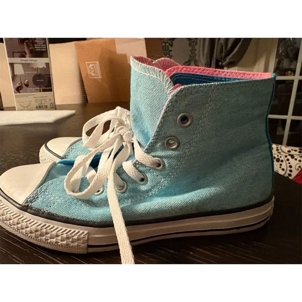 Converse Chuck Taylor‎ Double Tongue High Top Sneakers Sz 2 juniors Vintage 1980